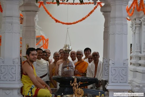 Men devotees who donated Silver Abhisheka Vessel